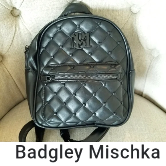 BADGLEY MISCHKA black Vegan Leather Mini Quilted Backpack. NWT Badgley Mischka Vegan Leather Mini Backpack | Mercari main image 4
